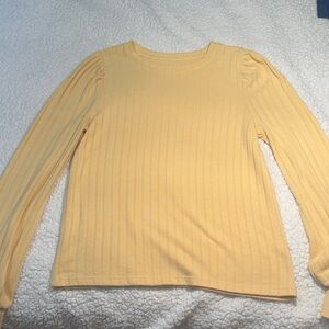 SO Women's Light Yellow Cozy Puff Sleeve Top